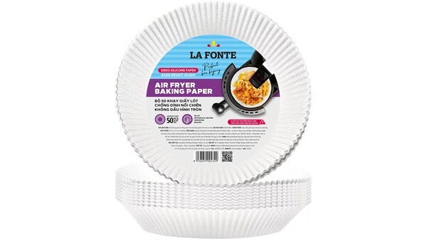 Bộ 50 khay giấy lót chống dính nồi chiên không dầu hình tròn Lafonte-004329-WHI