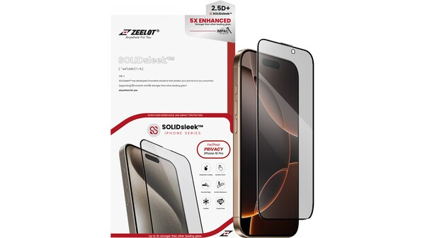 Miếng dán cường lực chống nhìn trộm Zeelot (2.5D ) Solidsleek Iphone 16 Pro