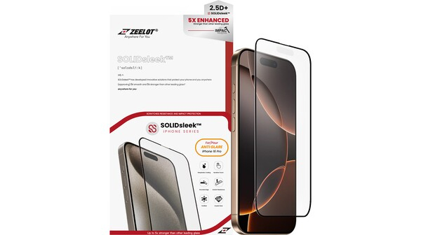 Miếng dán cường lực chống vân tay Zeelot (2.5D ) Solidsleek cho Iphone 16 Pro