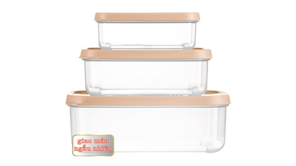 Bộ 3 hộp thực phẩm hình chữ nhật Hokkaido (500-1000-2000 ml)