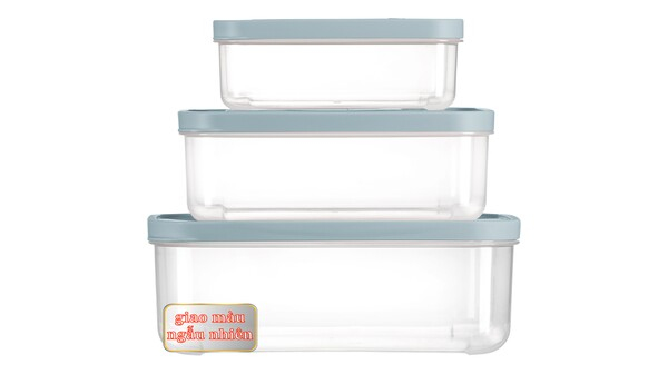 Bộ 3 hộp thực phẩm hình chữ nhật Hokkaido (750-1500-2500 ml)