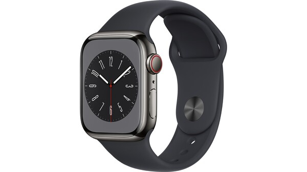 Apple Watch S8 LTE 41mm viền thép Graphite dây silicone Midnight MNJJ3VN/A
