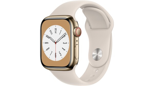 Apple Watch S8 LTE 41mm viền thép Gold dây silicone Starlight MNJC3VN/A
