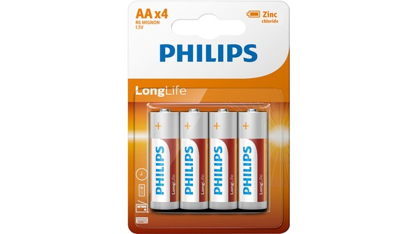 Pin AA 4 viên Zinc Carbon Philips R6L4B/97