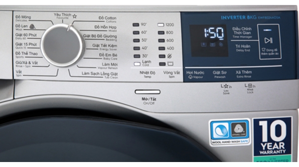 Máy giặt Electrolux Inverter 8 kg EWF8024ADSA bảng điều khiển