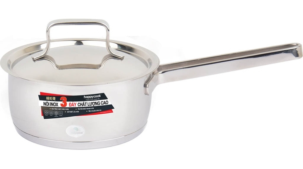 Quánh Inox 3 đáy nắp kiếng Happy Cook Milan Q16-MLGX
