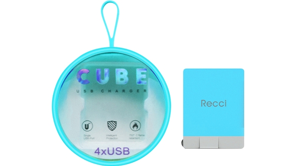 Củ sạc Recci Cube 4U (Xanh dương)