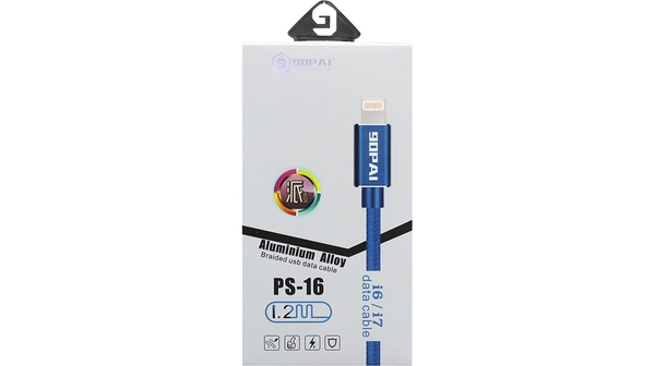 Cáp lightning USB 90Pai PS-16 1.2m (Xanh dương)