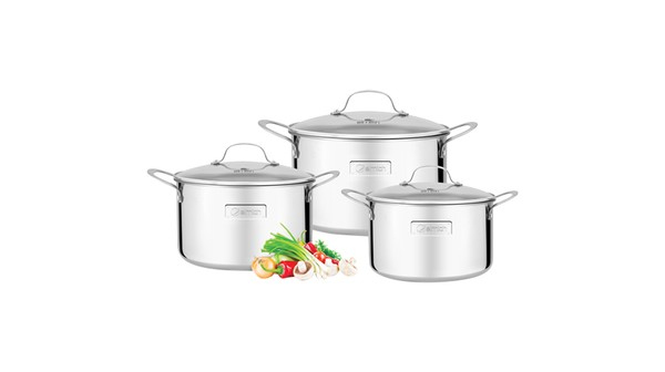 Bộ nồi inox cao cấp 3 lớp đáy liền Tri-max