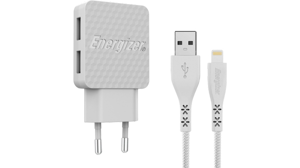 Sạc Energizer 3.4A 2 USB kèm cáp Lightning - AC2CEULLIM