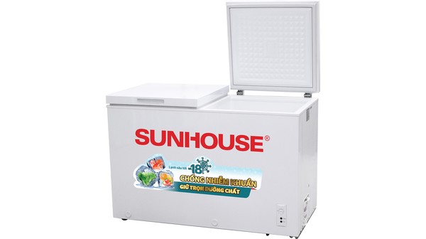 Tủ đông Sunhouse 255 lít SHR-F2362W2 mặt nghiêng một cánh cửa tủ mở