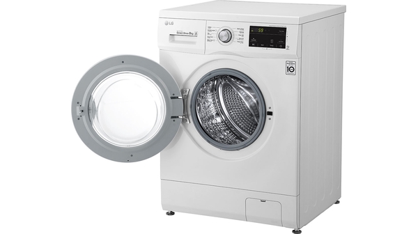 Máy giặt LG Inverter 8 kg FM1208N6W mặt nghiêng trái cửa mở