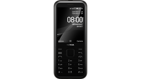 Điện thoại Nokia 8000 4G Đen mặt chính diện