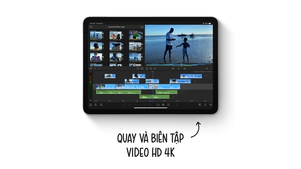 Máy tính bảng iPad Air 10.9 inch Wifi 256GB MYFT2ZA/A Xám 2020 quay phim và biên tập video