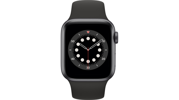 Apple Watch S6 GPS 40mm vỏ nhôm dây cao su Đen mặt chính diện