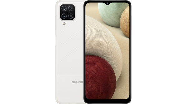 Điện thoại Samsung Galaxy A12 128GB Trắng mặt chính diện trước sau