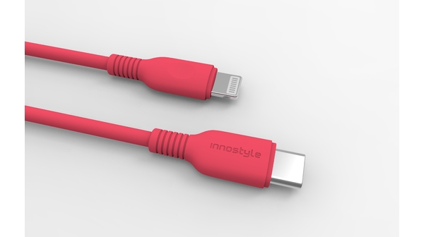Cáp sạc USB-C to Lightning 1.2m Innostyle Jazzy J_ICL120 Đỏ Bên ngoài cáp được trang bị bằng nhựa PVC cao cấp