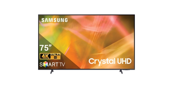 Smart Tivi Samsung Crystal UHD 4K 75 inch UA75AU8000KXXV mặt chính diện
