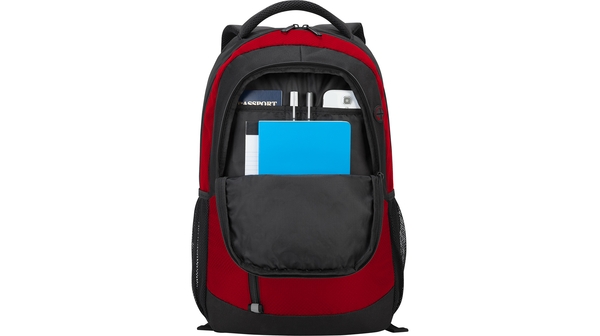 Balo laptop Targus 15.6 inch City Backpack Đỏ mặt chính diện mở khóa