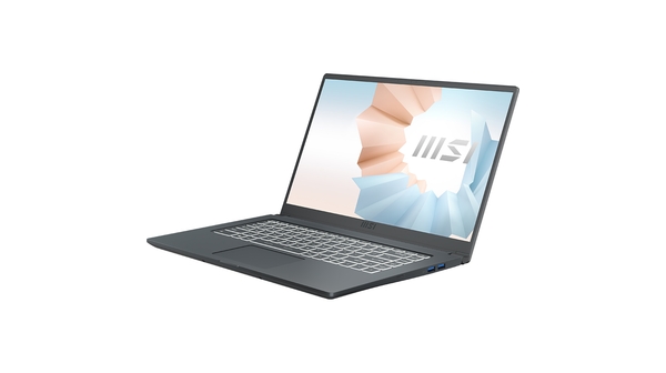 Laptop MSI Modern 15 A5M R7-5700U (239VN) mặt nghiêng phải