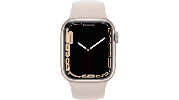 Apple Watch S7 LTE 41mm viền nhôm dây cao su Trắng mặt chính diện
