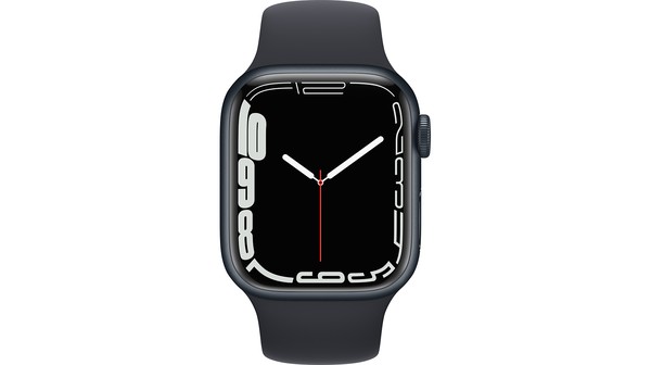 Apple Watch S7 GPS 41mm viền nhôm dây cao su Đen mặt chính diện