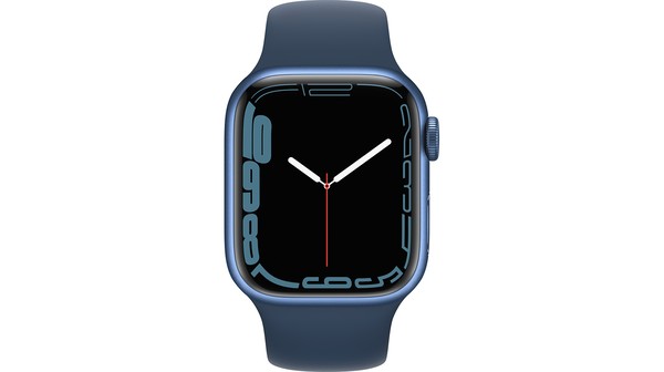 Apple Watch S7 LTE 41mm viền nhôm dây cao su Xanh dương mặt chính diện