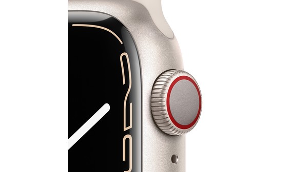 Apple Watch S7 LTE 41mm viền nhôm dây cao su Trắng chi tiết