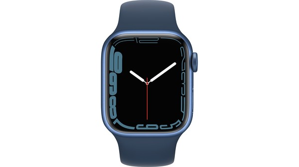 Apple Watch S7 GPS 41mm viền nhôm dây cao su Xanh dương mặt chính diện