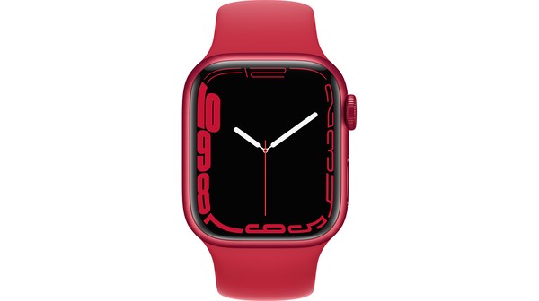 Apple Watch S7 GPS 41mm viền nhôm dây cao su Đỏ mặt chính diện