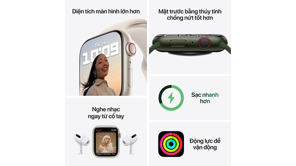 Apple Watch S7 LTE 41mm viền nhôm dây cao su Đen