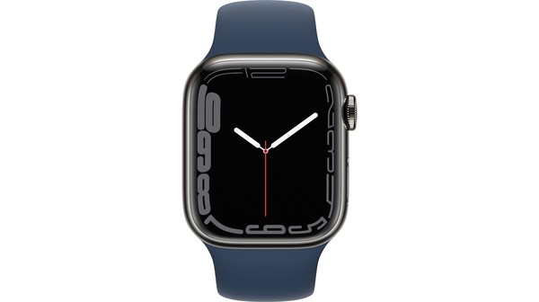 Apple Watch S7 LTE 41mm mặt thép dây cao su Xanh Xám mặt chính diện