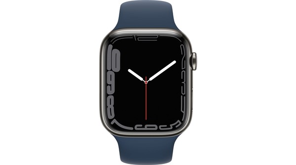 Apple Watch S7 LTE 45mm mặt thép dây cao su Xanh Xám mặt chính diện