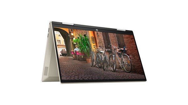Laptop HP Pavilion x360 14-dy0168TU mặt nghiêng gập máy