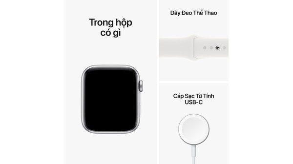 Apple Watch SE LTE 44mm viền nhôm Bạc dây silicone Trắng MNQ23VN/A