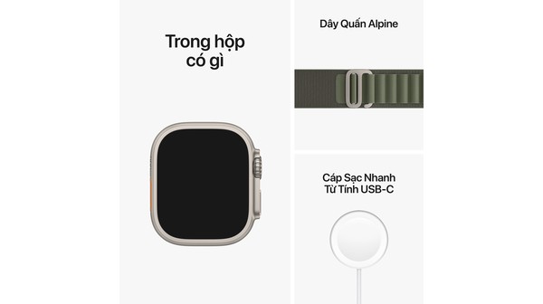 Apple Watch Ultra LTE 49mm viền Titanium dây Green Alpine Loop size M MQFN3VN/A