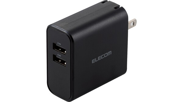 Củ sạc 2 cổng USB-A 24W Elecom MPA-ACU05 Đen