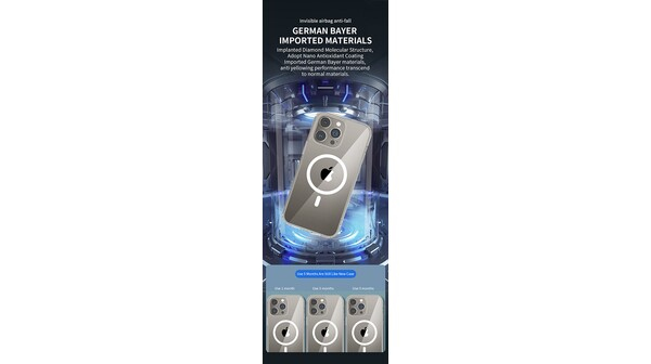 Ốp lưng iPhone 15 Pro Max Mipow Magsafe trong suốt MGC15D-CR