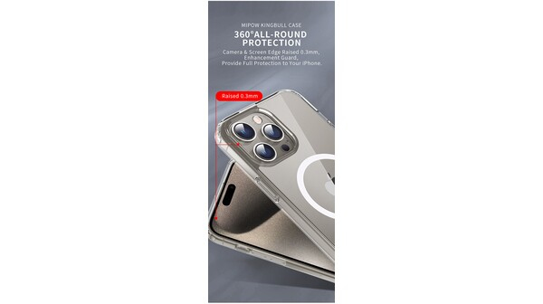 Ốp lưng iPhone 15 Pro Max Mipow Magsafe trong suốt MGC15D-CR