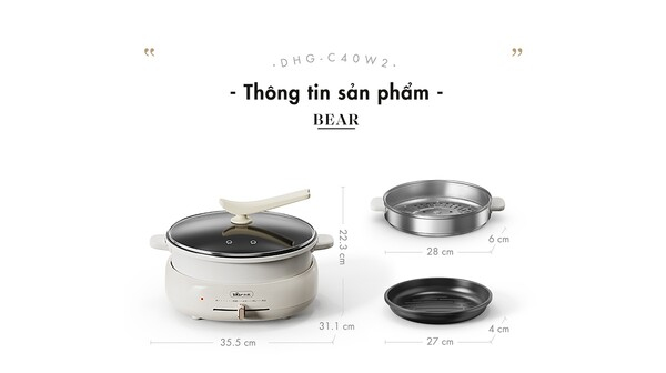 Nồi lẩu nướng đa năng Bear DHG-C40W2