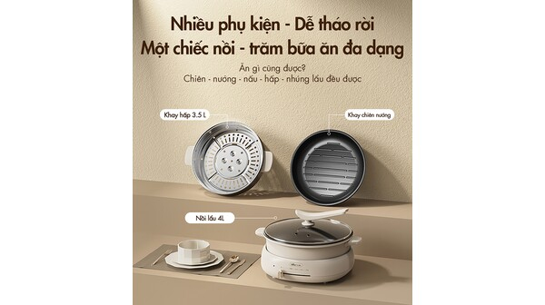 Nồi lẩu nướng đa năng Bear DHG-C40W2