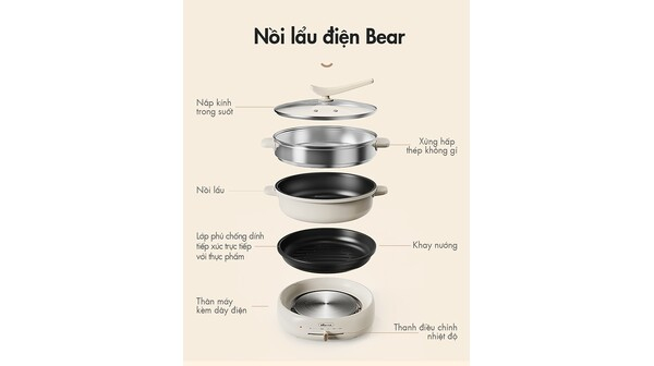 Nồi lẩu nướng đa năng Bear DHG-C40W2