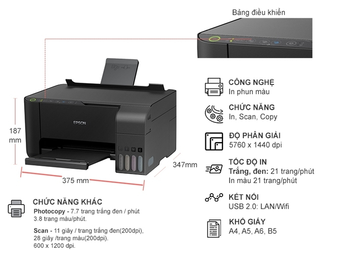 Máy in phun màu Epson L3150 Máy in phun màu Epson L3150