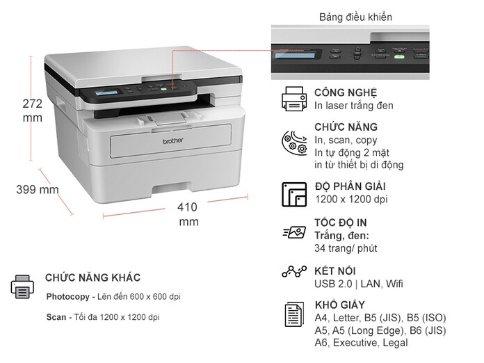 Máy in laser đa năng Brother DCP-B7620DW