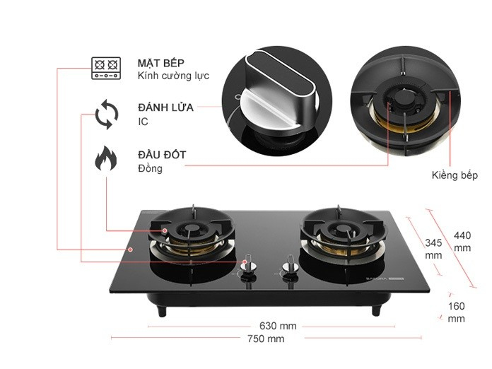 Bếp gas âm Sakura SG-2665GB