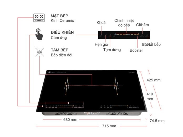 Bếp từ đôi Hawonkoo CEH-202-II