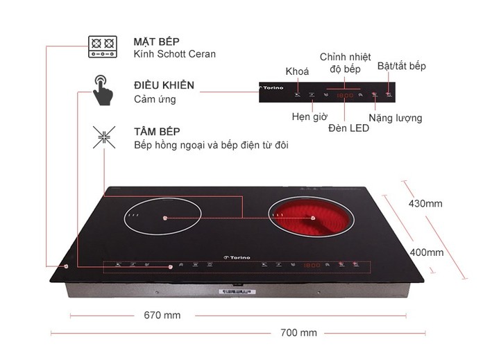 Bếp từ hồng ngoại Torino TC-0323DL