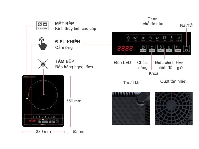 Bếp hồng ngoại Kiwa KE-1151AB