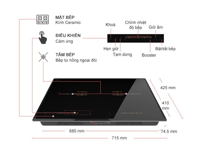 Bếp từ hồng ngoại Hawonkoo CEH-201-IF