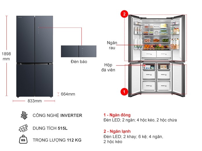 Tủ lạnh Toshiba Inverter 515 lít GR-RF670WI-PGV(A9)-BG